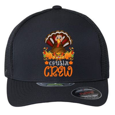 Cousin Crew Turkey Cute Family Thanksgiving Pajamas Matching Flexfit Unipanel Trucker Cap