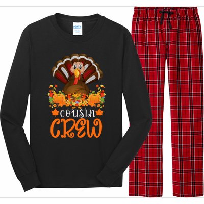 Cousin Crew Turkey Cute Family Thanksgiving Pajamas Matching Long Sleeve Pajama Set