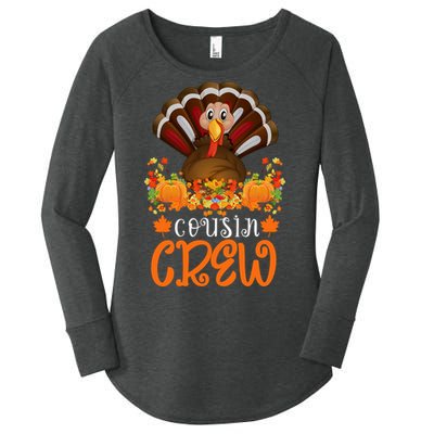 Cousin Crew Turkey Cute Family Thanksgiving Pajamas Matching Women's Perfect Tri Tunic Long Sleeve Shirt