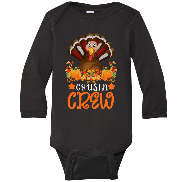 Cousin Crew Turkey Cute Family Thanksgiving Pajamas Matching Baby Long Sleeve Bodysuit