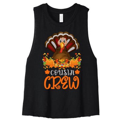 Cousin Crew Turkey Cute Family Thanksgiving Pajamas Matching Women's Racerback Cropped Tank