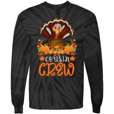 Cousin Crew Turkey Cute Family Thanksgiving Pajamas Matching Tie-Dye Long Sleeve Shirt