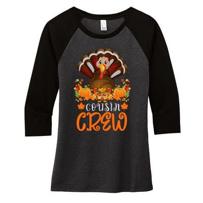 Cousin Crew Turkey Cute Family Thanksgiving Pajamas Matching Women's Tri-Blend 3/4-Sleeve Raglan Shirt