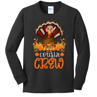 Cousin Crew Turkey Cute Family Thanksgiving Pajamas Matching Kids Long Sleeve Shirt