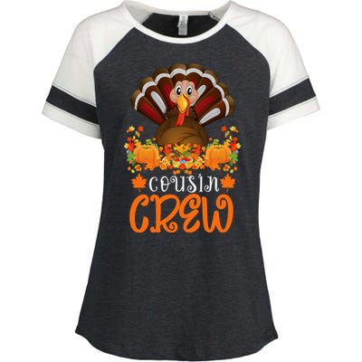 Cousin Crew Turkey Cute Family Thanksgiving Pajamas Matching Enza Ladies Jersey Colorblock Tee