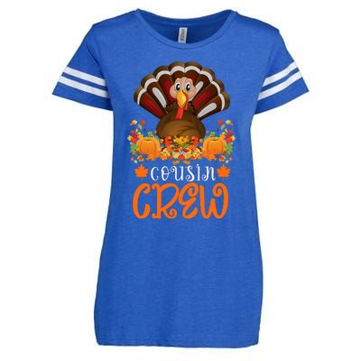 Cousin Crew Turkey Cute Family Thanksgiving Pajamas Matching Enza Ladies Jersey Football T-Shirt