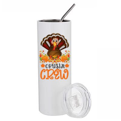 Cousin Crew Turkey Cute Family Thanksgiving Pajamas Matching Stainless Steel Tumbler