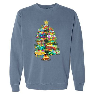 Camper Christmas Tree Design RvErs Campers Camping Gift Garment-Dyed Sweatshirt