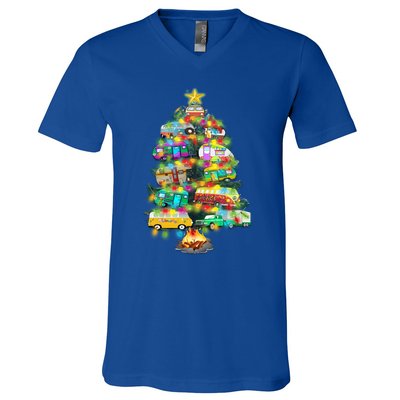 Camper Christmas Tree Design RvErs Campers Camping Gift V-Neck T-Shirt