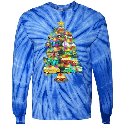 Camper Christmas Tree Design RvErs Campers Camping Gift Tie-Dye Long Sleeve Shirt