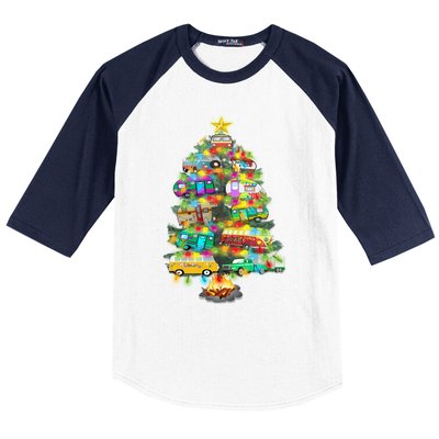 Camper Christmas Tree Design RvErs Campers Camping Gift Baseball Sleeve Shirt