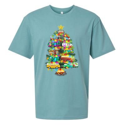 Camper Christmas Tree Design RvErs Campers Camping Gift Sueded Cloud Jersey T-Shirt