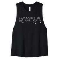 Cute Cat Typography Kamala Harris Cat Lettering Positive Women's Racerback Cropped Tank