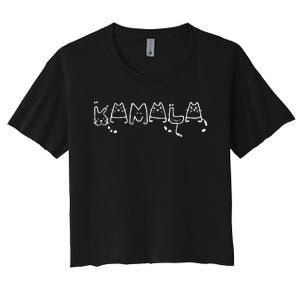 Cute Cat Typography Kamala Harris Cat Lettering Positive Women's Crop Top Tee