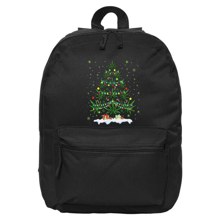 Cannabis Christmas Tree Xmas Funny Smoking Weed Marijuana 16 in Basic Backpack