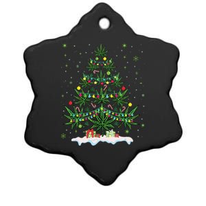 Cannabis Christmas Tree Xmas Funny Smoking Weed Marijuana Ceramic Star Ornament