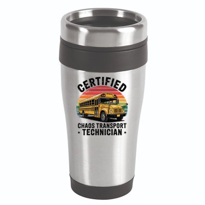 Certified Chaos Transport Technician Funny Driver School 16oz Travel Tumbler