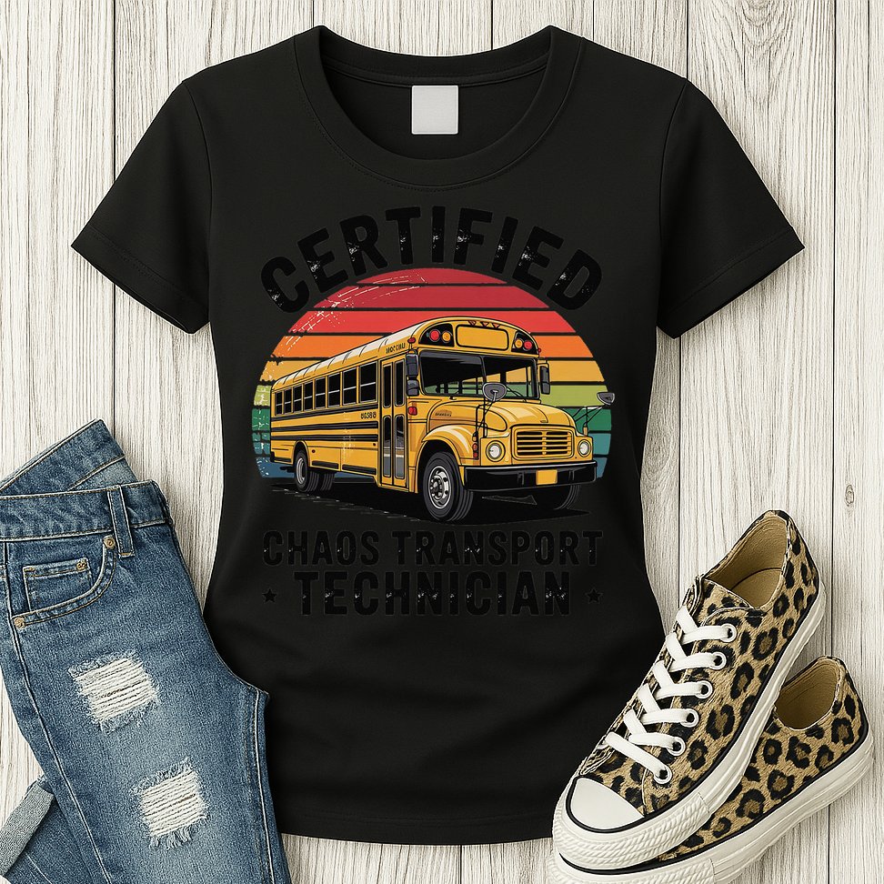 Certified Chaos Transport Technician Funny Driver School Womens T-Shirt
