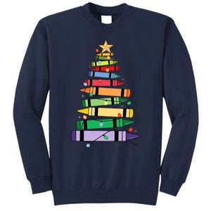 Christmas Crayons Tree Christmas Tree Light Funny ChristmasChristmas Gift Ch Tall Sweatshirt