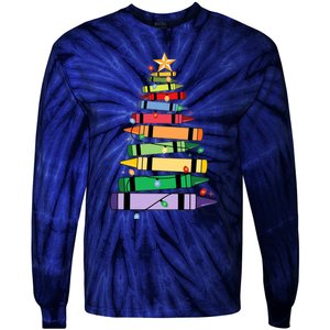 Christmas Crayons Tree Christmas Tree Light Funny ChristmasChristmas Gift Ch Tie-Dye Long Sleeve Shirt