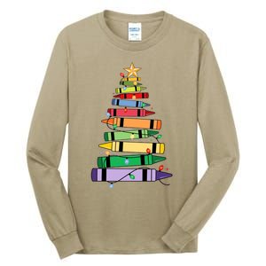 Christmas Crayons Tree Christmas Tree Light Funny ChristmasChristmas Gift Ch Tall Long Sleeve T-Shirt