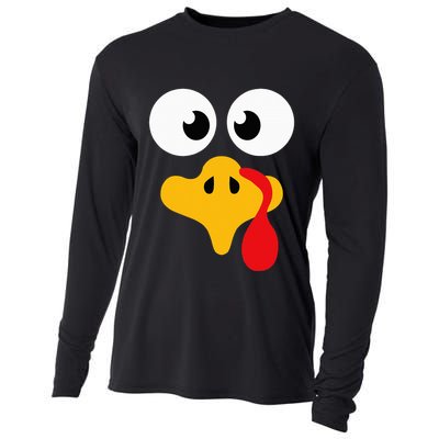 Crazy cute thanksgiving turkey face for dinner costume Cooling Performance Long Sleeve Crew