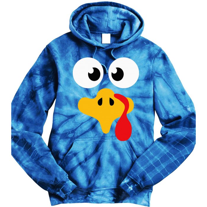 Crazy cute thanksgiving turkey face for dinner costume Tie Dye Hoodie