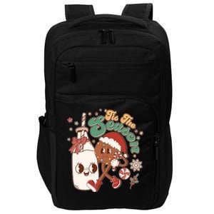 Cute Christmas Tis The Season Retro Cartoon Santa Cookie And Milk Impact Tech Backpack