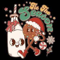 Cute Christmas Tis The Season Retro Cartoon Santa Cookie And Milk Backpack