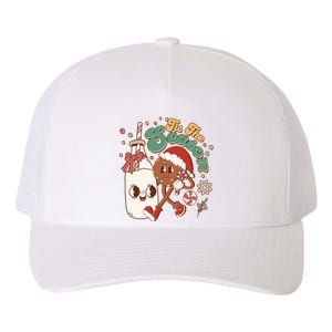 Cute Christmas Tis The Season Retro Cartoon Santa Cookie And Milk Yupoong Adult 5-Panel Trucker Hat