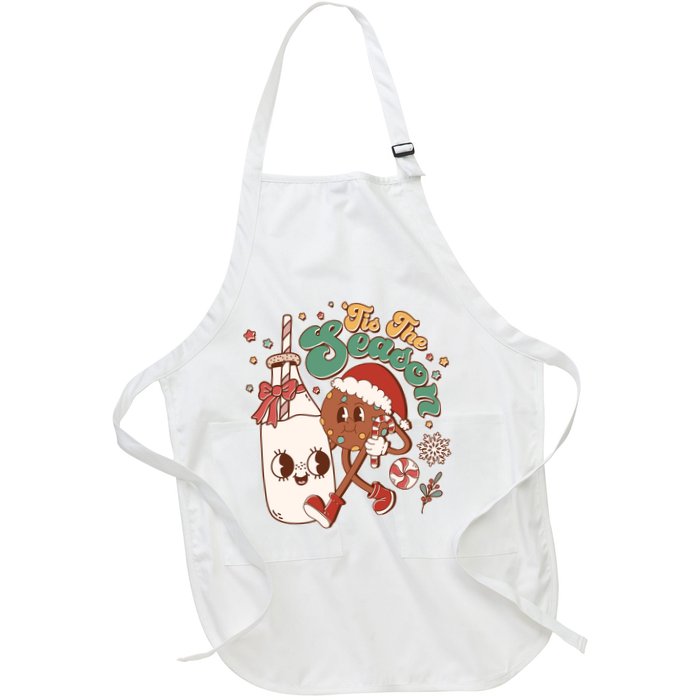Cute Christmas Tis The Season Retro Cartoon Santa Cookie And Milk Apron