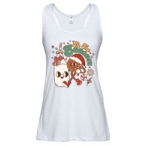 Cute Christmas Tis The Season Retro Cartoon Santa Cookie And Milk Ladies Essential Flowy Tank