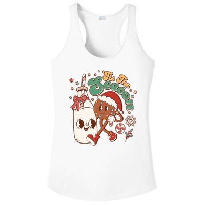 Cute Christmas Tis The Season Retro Cartoon Santa Cookie And Milk Ladies PosiCharge Competitor Racerback Tank