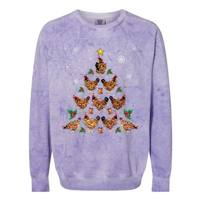 Chicken Christmas Tree Xmas Merry Chickmas Santa Chicken Colorblast Crewneck Sweatshirt