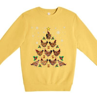 Chicken Christmas Tree Xmas Merry Chickmas Santa Chicken Premium Crewneck Sweatshirt