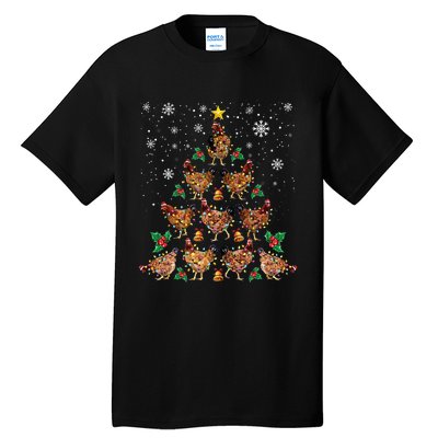 Chicken Christmas Tree Xmas Merry Chickmas Santa Chicken Tall T-Shirt