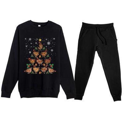 Chicken Christmas Tree Xmas Merry Chickmas Santa Chicken Premium Crewneck Sweatsuit Set