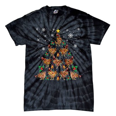 Chicken Christmas Tree Xmas Merry Chickmas Santa Chicken Tie-Dye T-Shirt