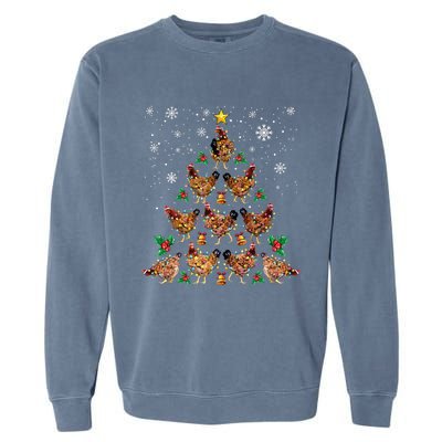 Chicken Christmas Tree Xmas Merry Chickmas Santa Chicken Garment-Dyed Sweatshirt