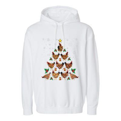 Chicken Christmas Tree Xmas Merry Chickmas Santa Chicken Garment-Dyed Fleece Hoodie