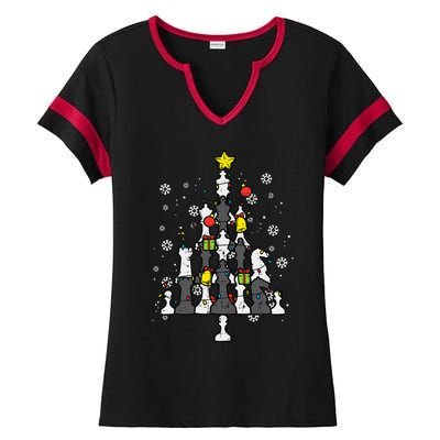 Chess Christmas Tree Xmas Chess Player Funny Funny Ladies Halftime Notch Neck Tee