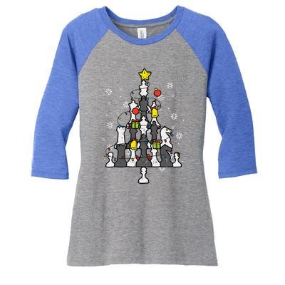 Chess Christmas Tree Xmas Chess Player Funny Funny Women's Tri-Blend 3/4-Sleeve Raglan Shirt