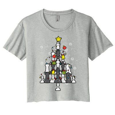 Chess Christmas Tree Xmas Chess Player Funny Funny Women's Crop Top Tee