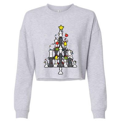 Chess Christmas Tree Xmas Chess Player Funny Funny Cropped Pullover Crew