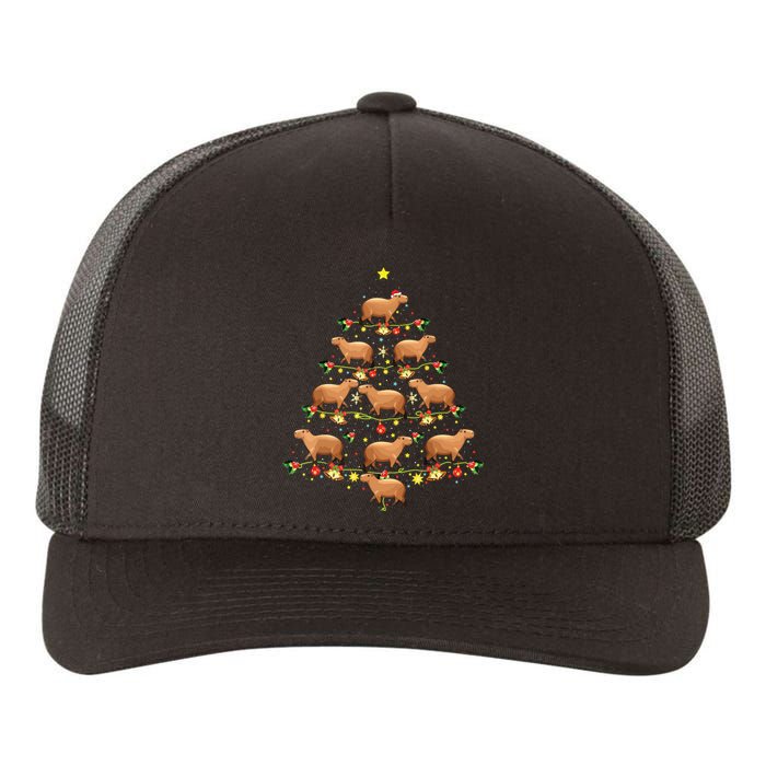 Capybara Christmas Tree Gift Funny Christmas Capybara Yupoong Adult 5-Panel Trucker Hat