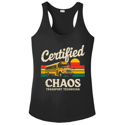 Certified Chaos Transport Technician Funny Driver School Ladies PosiCharge Competitor Racerback Tank