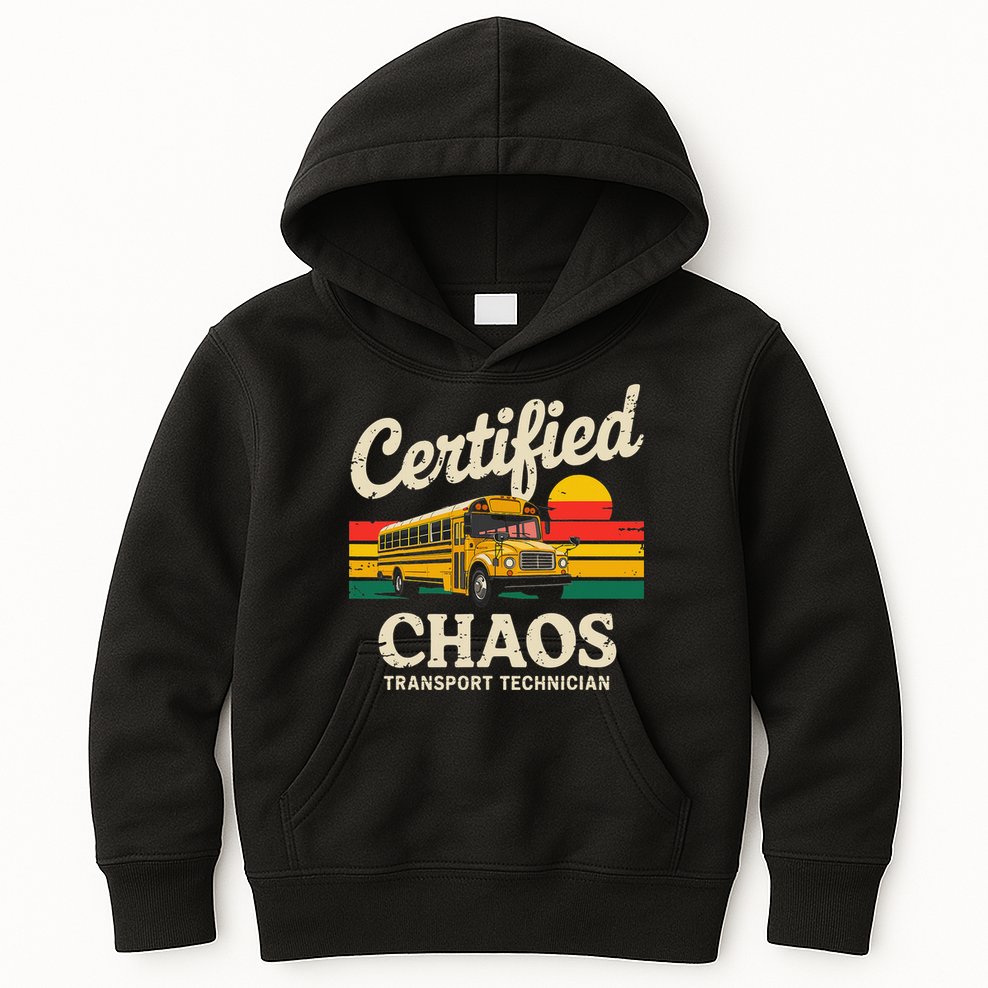 Certified Chaos Transport Technician Funny Driver School Kids Hoodie