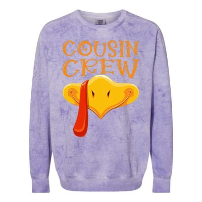 Cousin Crew Turkey Matching Family Thanksgiving Party Pajama Colorblast Crewneck Sweatshirt