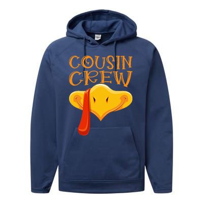 Cousin Crew Turkey Matching Family Thanksgiving Party Pajama Performance Fleece Hoodie