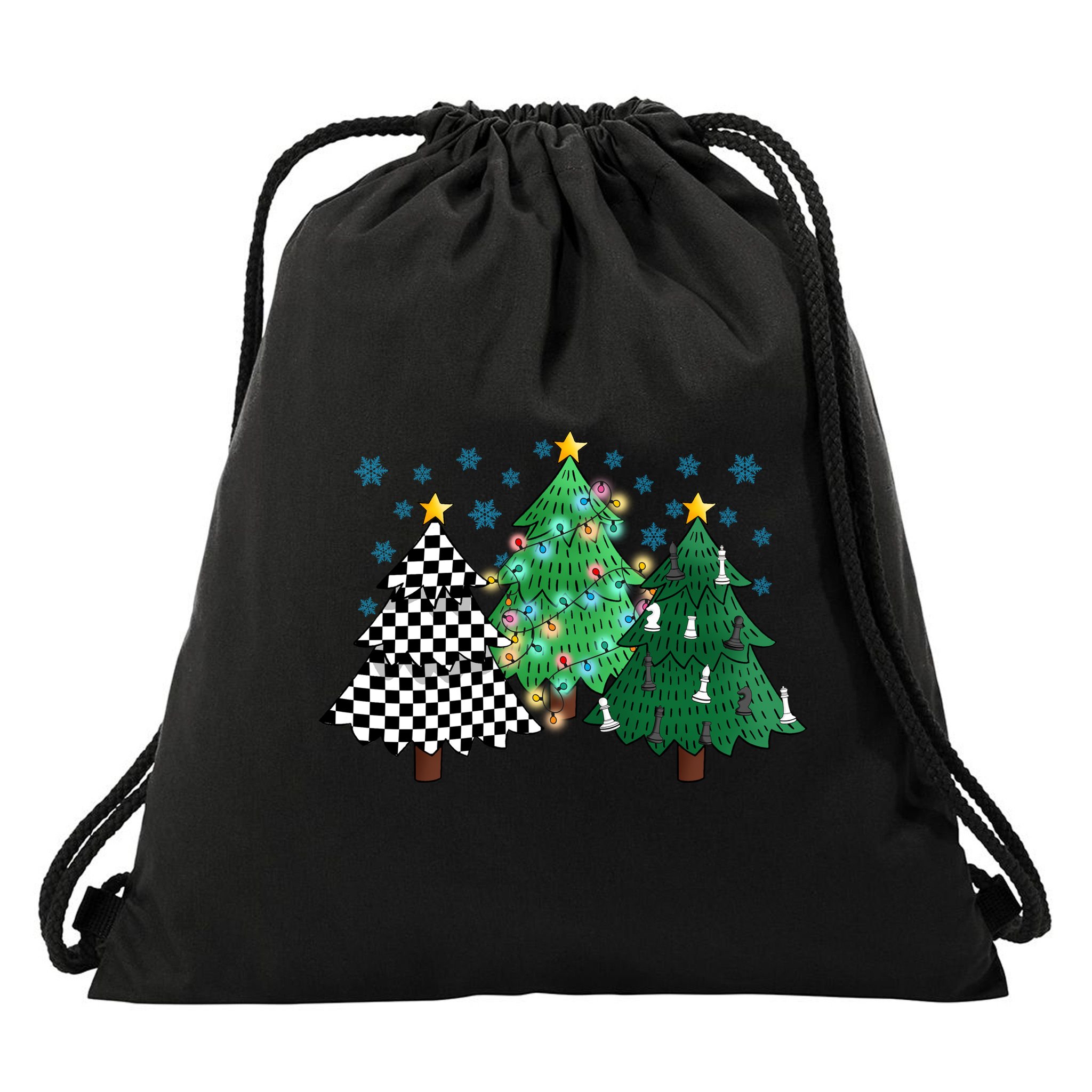 Chess Christmas Tree Funny Xmas Team Sport Gift Drawstring Bag